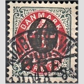 FRIMRKER DANMARK | 1904 - AFA 40 - 4/8 re gr/rd provisorier - Pragt Stemplet 