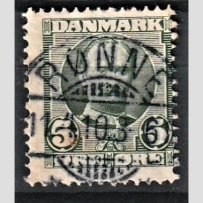 FRIM�RKER DANMARK | 1907 - AFA 54 - Frederik VIII 5 �re gr�n (1K) - Pragt Stemplet 