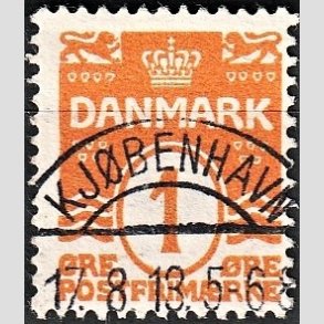 FRIM�RKER DANMARK | 1905-06 - AFA 42 - B�lgelinie 1 �re orange - Pragt Stemplet 