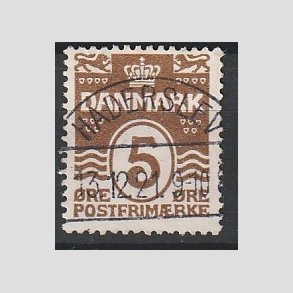 FRIM�RKER DANMARK | 1921-22 - AFA 122 - B�lgelinie 5 �re brun - Pragt Stemplet 