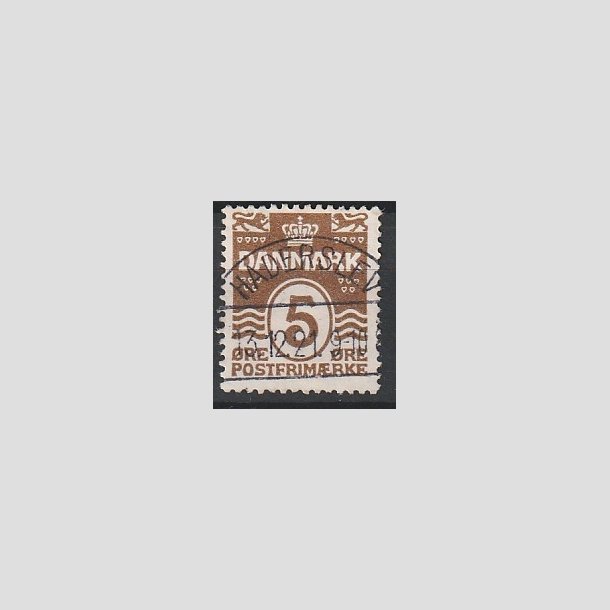 FRIMRKER DANMARK | 1921-22 - AFA 122 - Blgelinie 5 re brun - Pragt Stemplet "HADERSLEV"