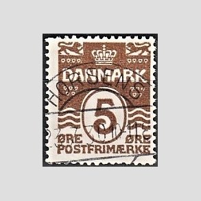 FRIM�RKER DANMARK | 1921-22 - AFA 122 - B�lgelinie 5 �re brun - Pragt Stemplet 