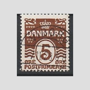 FRIM�RKER DANMARK | 1921-22 - AFA 122 - B�lgelinie 5 �re brun - Pragt Stemplet 