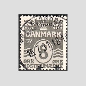 FRIM�RKER DANMARK | 1921-22 - AFA 123 - B�lgelinie 8 �re gr� - Lux Stemplet