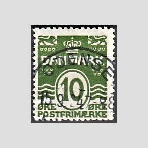 FRIM�RKER DANMARK | 1921-22 - AFA 124 - B�lgelinie 10 �re gr�n - Lux Stemplet 
