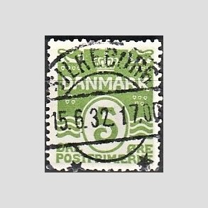 FRIM�RKER DANMARK | 1930 - AFA 183 - B�lgelinie 5 �re lysgr�n - Lux Stemplet 