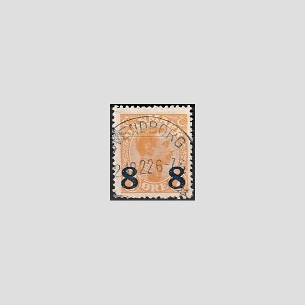 FRIMRKER DANMARK | 1921-22 - AFA 118 - 8 8/7 re orange provisorier - Lux Stemplet "SVENDBORG"