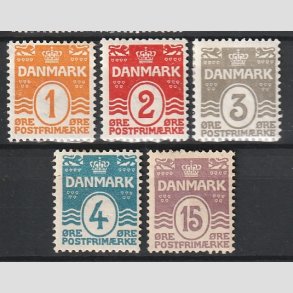 FRIM�RKER DANMARK | 1905-06 - AFA 42,43,44,45,46 - B�lgelinie 1-15 �re s�t - Ubrugt