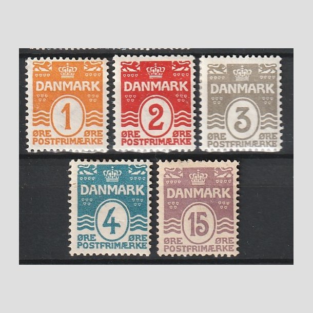 FRIMRKER DANMARK | 1905-06 - AFA 42,43,44,45,46 - Blgelinie 1-15 re st - Ubrugt