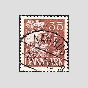 FRIM�RKER DANMARK | 1927 - AFA 173 - Karavel 35 �re brunr�d - Lux Stemplet 