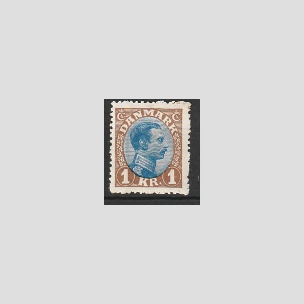 FRIMRKER DANMARK | 1921-22 - AFA 131a - Chr. X 1 Kr. brun/bl Type II - Ubrugt!