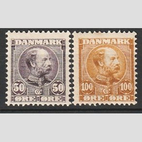 FRIMRKER DANMARK | 1904-05 - AFA 50,51 - Chr. IX 50 re lilla og 100 re gulbrun - Ubrugt