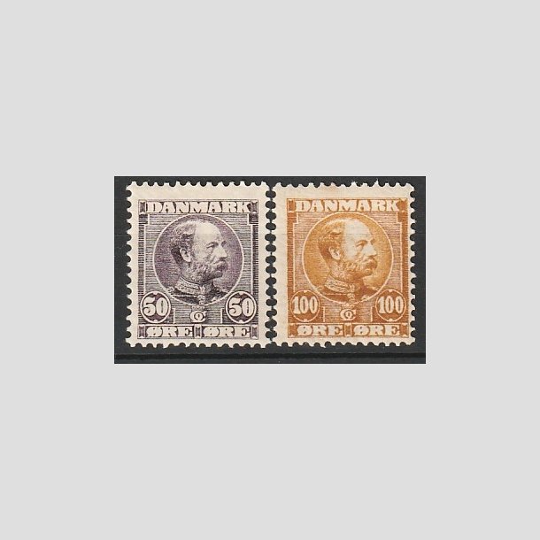 FRIMRKER DANMARK | 1904-05 - AFA 50,51 - Chr. IX 50 re lilla og 100 re gulbrun - Ubrugt