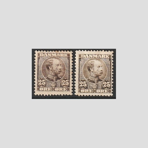 FRIMRKER DANMARK | 1904-05 - AFA 49,49a - Chr. IX 25 re sepiabrun og grbrun - Ubrugt