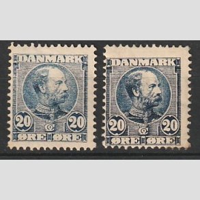 FRIMRKER DANMARK | 1904-05 - AFA 48,48a - Chr. IX 20 re bl og sortbl - Ubrugt