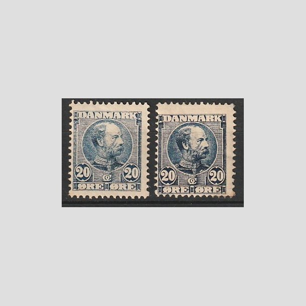 FRIMRKER DANMARK | 1904-05 - AFA 48,48a - Chr. IX 20 re bl og sortbl - Ubrugt