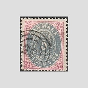 FRIM�RKER DANMARK | 1875 - AFA 24 - 5 �re r�d/bl� - Stemplet