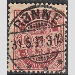 FRIM�RKER DANMARK | 1895 - AFA 35C - 10 �re r�d - Pragt Stemplet 
