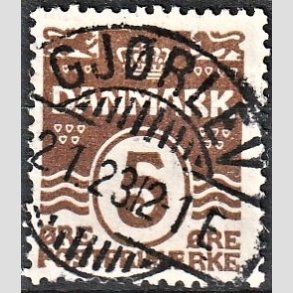 FRIM�RKER DANMARK | 1921-22 - AFA 122 - B�lgelinie 5 �re brun - Pragt Stemplet 