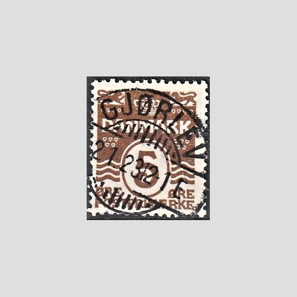FRIMRKER DANMARK | 1921-22 - AFA 122 - Blgelinie 5 re brun - Pragt Stemplet "GJRLEV"