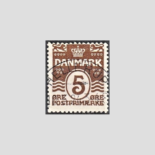 FRIMRKER DANMARK | 1921-22 - AFA 122 - Blgelinie 5 re brun - Pragt Stemplet "HELLERUP"