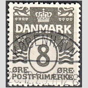 FRIM�RKER DANMARK | 1921-22 - AFA 123 - B�lgelinie 8 �re gr� - Lux Stemplet 