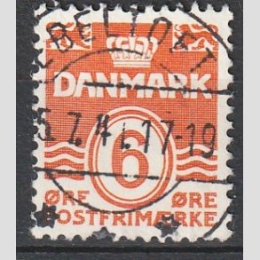 FRIM�RKER DANMARK | 1940 - AFA 254 - B�lgelinie 6 �re orangegul - Lux Stemplet 