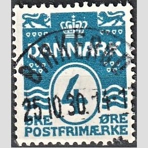 FRIM�RKER DANMARK | 1913-14 - AFA 80 - B�lgelinie 4 �re bl� - Lux Stemplet 