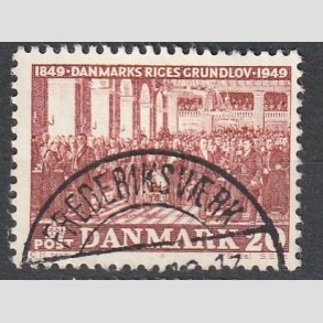 FRIM�RKER DANMARK | 1949 - AFA 315 - Grundloven 100 �r - 20 �re r�dbrun - Lux Stemplet 