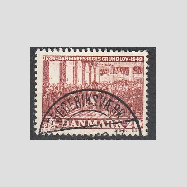 FRIMRKER DANMARK | 1949 - AFA 315 - Grundloven 100 r - 20 re rdbrun - Lux Stemplet "FREDERIKSVRK"