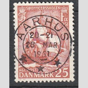 FRIM�RKER DANMARK | 1951 - AFA 328 - S�officerskolen 250 �r - 25 �re brunr�d - Pragt Stemplet 