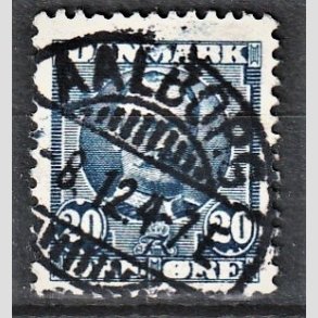 FRIM�RKER DANMARK | 1907 - AFA 56 - Frederik VIII 20 �re bl� - Lux Stemplet 