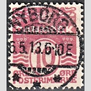 FRIM�RKER DANMARK | 1912 - AFA 65 - B�lgelinie 10 �re karminrosa - Lux Stemplet 