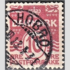 FRIM�RKER DANMARK | 1912 - AFA 65 - B�lgelinie 10 �re karminrosa - Lux Stemplet 