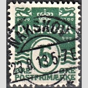 FRIM�RKER DANMARK | 1912 - AFA 64 - B�lgelinie 5 �re m�rkgr�n - Lux Stemplet 