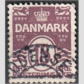 FRIM�RKER DANMARK | 1905-06 - AFA 46 - B�lgelinie 15 �re brunlilla - Lux Stemplet 
