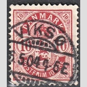 FRIM�RKER DANMARK | 1895 - AFA 35C - 10 �re r�d - Pragt Stemplet 