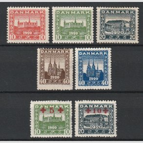 FRIM�RKER DANMARK | 1920-21 - AFA 112,113,114 mv. - Genforening i komplet s�t incl. r�de kors - Ubrugt