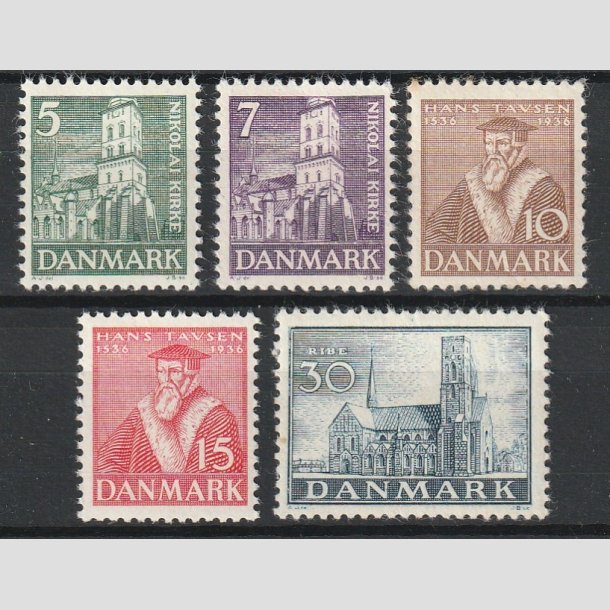 FRIMRKER DANMARK | 1936 - AFA 229-233 - Reformationen i komplet st - Postfrisk/Ubrugt