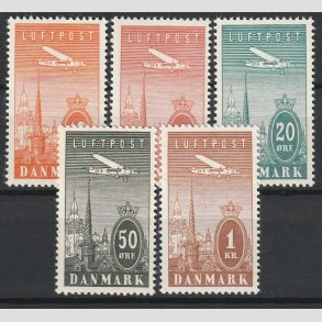 FRIMRKER DANMARK | 1934 - AFA 220-216 - Ny Luftpost komplet st - Postfrisk