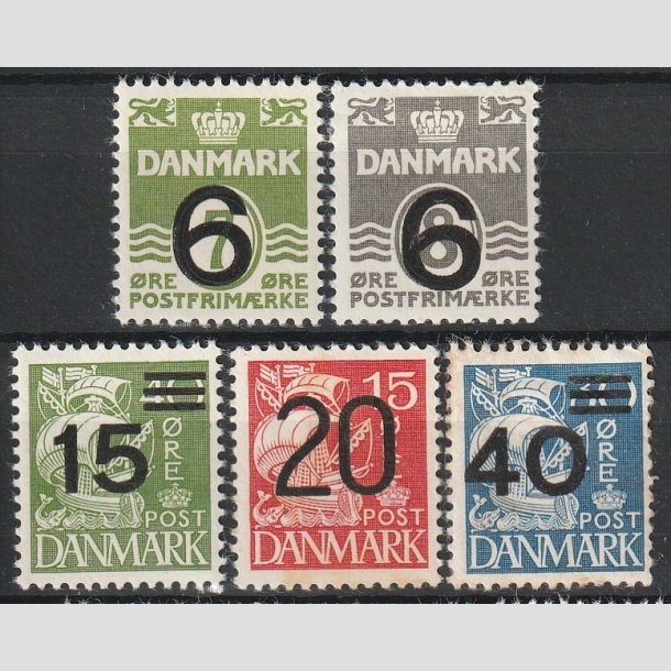 FRIMRKER DANMARK | 1940 - AFA 261-265 - st provisorier i hovednumre - Ubrugt