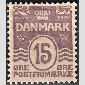 FRIM�RKER DANMARK | 1905-06 - AFA 46 - B�lgelinie 15 �re brunlilla - Ubrugt