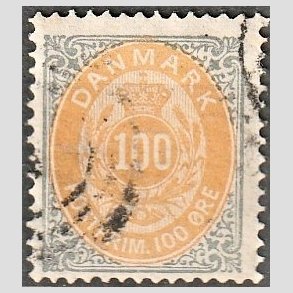 FRIM�RKER DANMARK | 1875 - AFA 31 - 100 �re gr�/gul - Stemplet