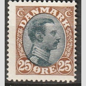 FRIMRKER DANMARK | 1918-20 - AFA 101 - Chr. X 25 re brun/sort - Ubrugt