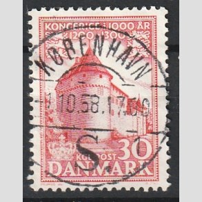 FRIM�RKER DANMARK | 1953-56 - AFA 349 - Kongeriget 1000 �r - 30 �re r�d - Pragt Stemplet 