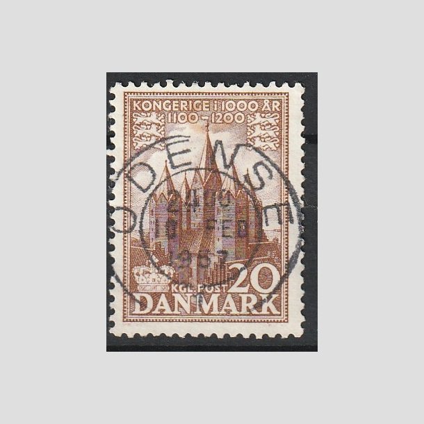 FRIMRKER DANMARK | 1953-56 - AFA 348 - Kongeriget 1000 r - 20 re brun - Pragt Stemplet "ODENSE"