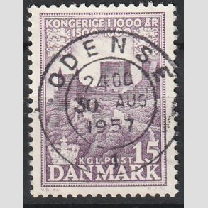 FRIM�RKER DANMARK | 1953-56 - AFA 352 - Kongeriget 1000 �r - 15 �re violet - Pragt Stemplet 