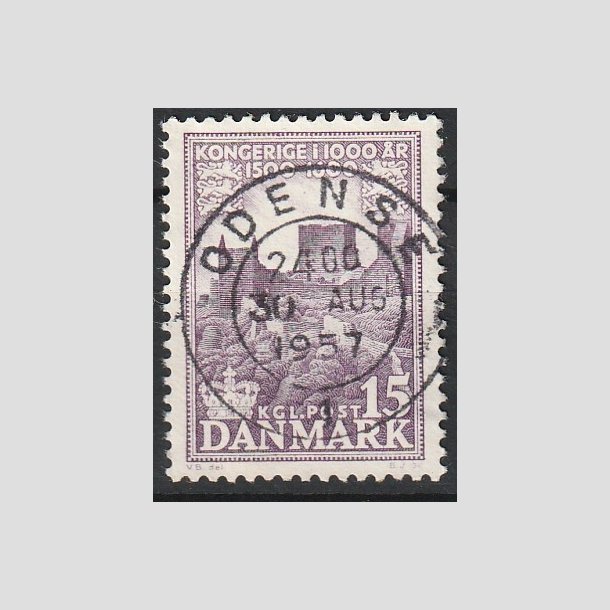 FRIMRKER DANMARK | 1953-56 - AFA 352 - Kongeriget 1000 r - 15 re violet - Pragt Stemplet "ODENSE"