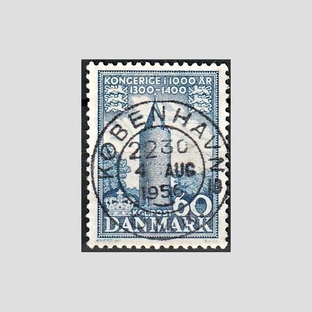 FRIMRKER DANMARK | 1953-56 - AFA 350 - Kongeriget 1000 r - 60 re bl - Pragt Stemplet "KBENHAVN"