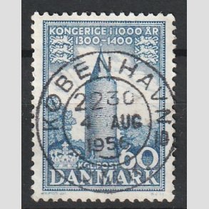 FRIM�RKER DANMARK | 1953-56 - AFA 350 - Kongeriget 1000 �r - 60 �re bl� - Pragt Stemplet 